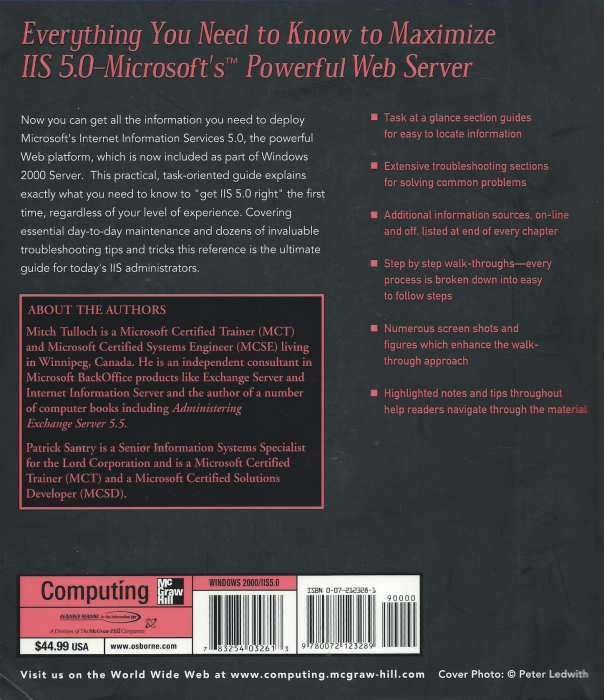 Administering IIS 5.0 By Mitch Tulloch and Patrick Santry