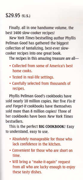 Fix-It and Forget-It Big Cookbook By Phyllis Pellman Good