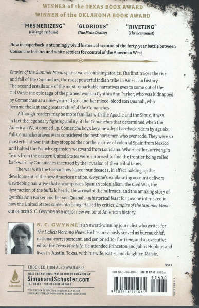 Empire of the Summer Moon By S. C. Gwynne
