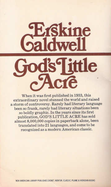 God's Little Acre By Erskine Caldwell